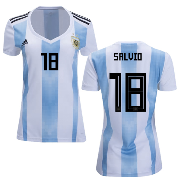 Women's Argentina #18 Salvio Home Soccer Country Jersey - Click Image to Close